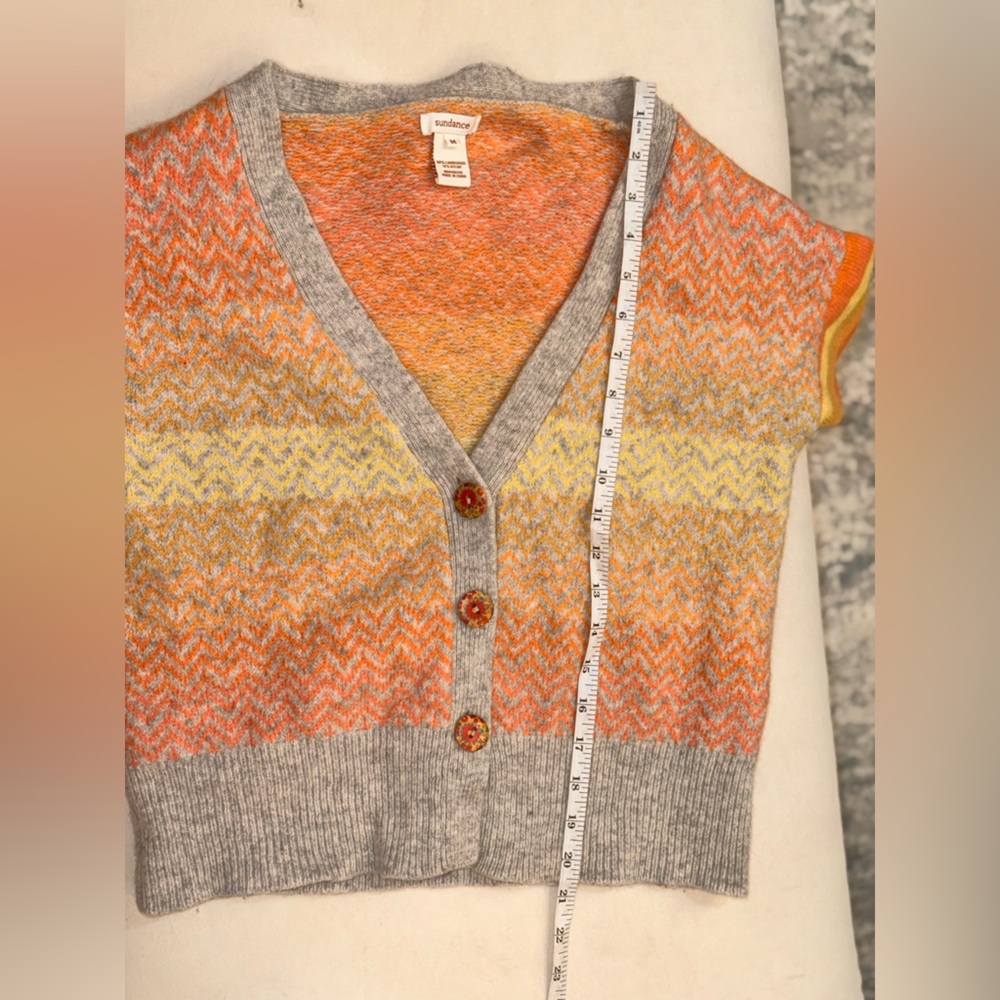 Sundance Orange and Yellow Women's Cardigan Sweater - Picture 4 of 10